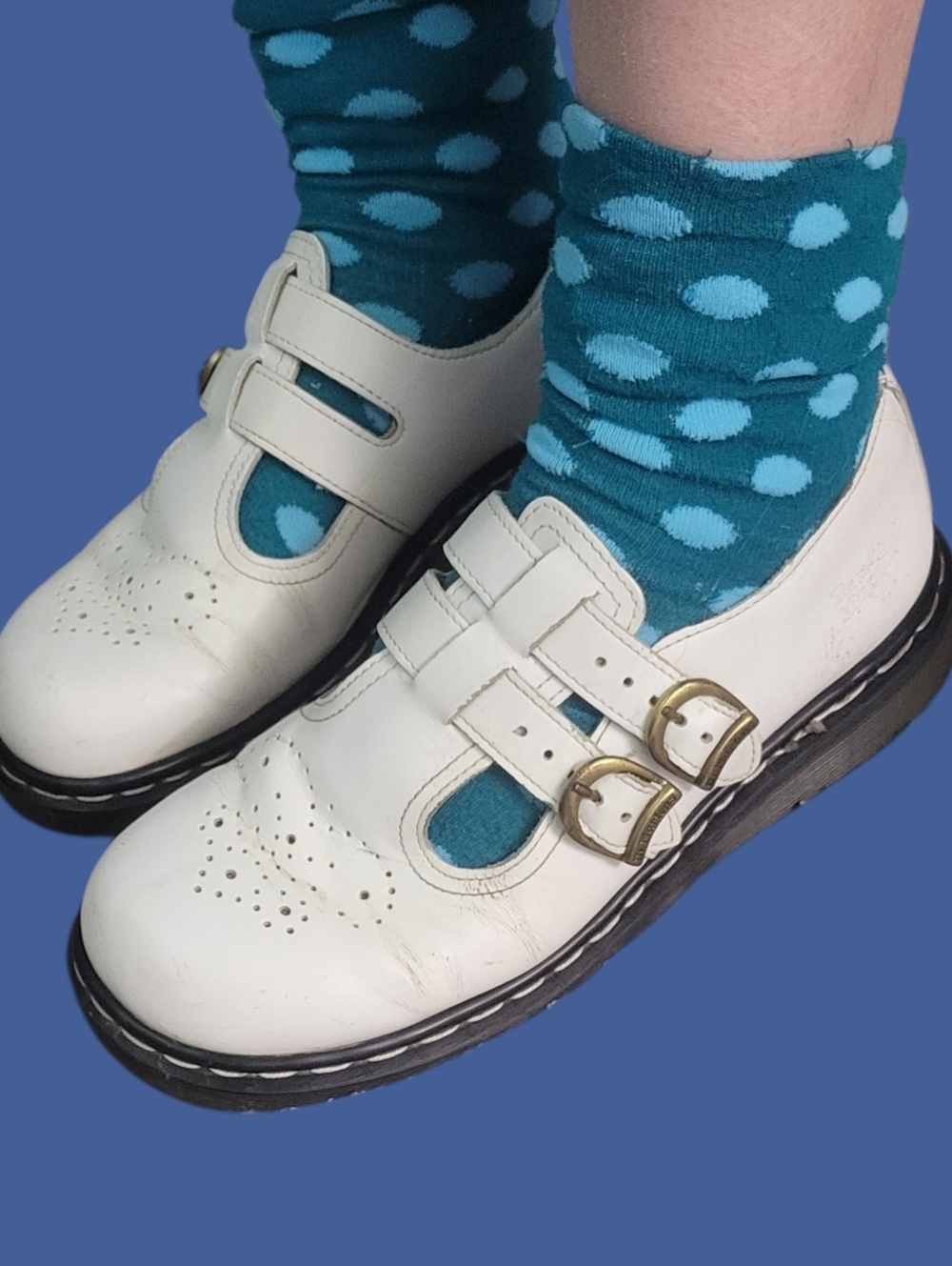 Dr. Martens White Double-Buckle Made In UK Mary Jane Shoes